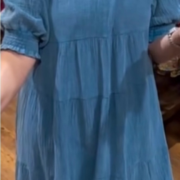 Pink Laura Blue Gauze like material modest dress. Size Medium - Picture 3 of 6